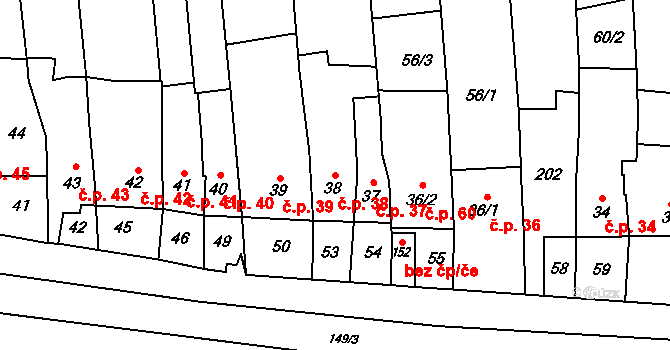 Lípy 38, Slatinice na parcele st. 38 v KÚ Lípy, Katastrální mapa