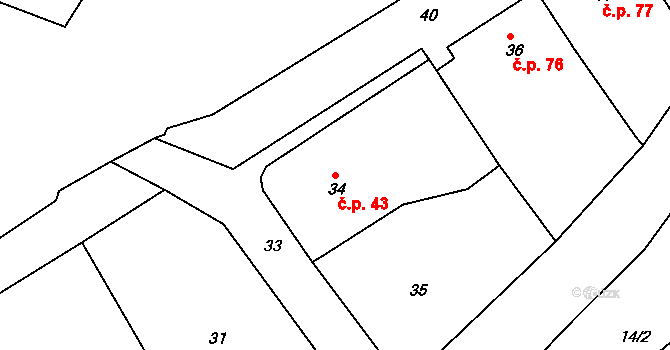 Děčín VII-Chrochvice 43, Děčín na parcele st. 34 v KÚ Chrochvice, Katastrální mapa