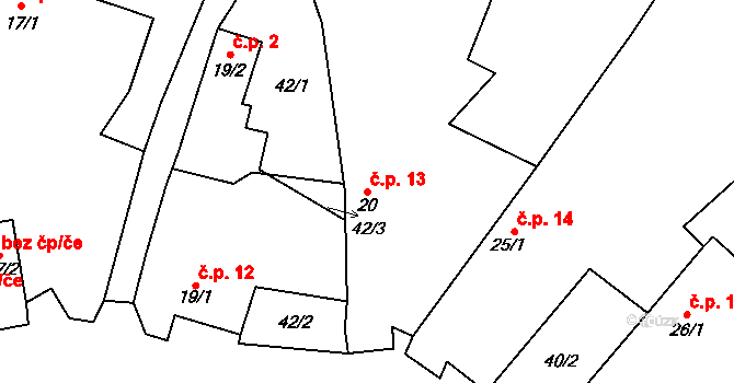 Dobkovičky 13, Velemín na parcele st. 20 v KÚ Dobkovičky, Katastrální mapa