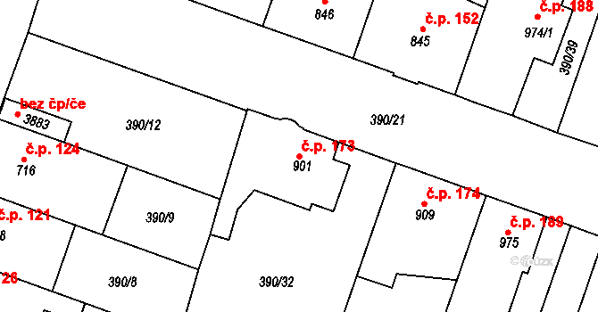 Holínské Předměstí 173, Jičín na parcele st. 901 v KÚ Jičín, Katastrální mapa