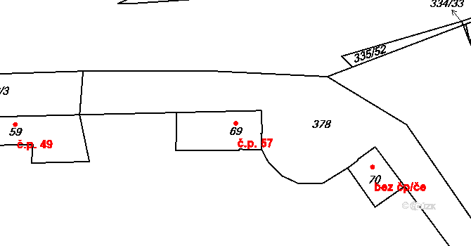 Kluk 57, Poděbrady na parcele st. 69 v KÚ Kluk, Katastrální mapa