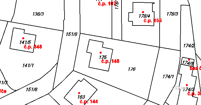 Klokoty 148, Tábor na parcele st. 175 v KÚ Klokoty, Katastrální mapa