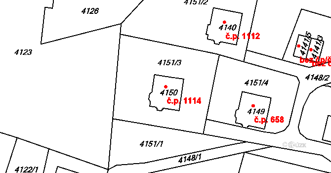 Smržovka 1114 na parcele st. 4150 v KÚ Smržovka, Katastrální mapa