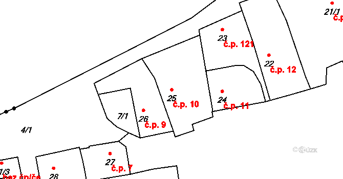 Černčice 10 na parcele st. 25 v KÚ Černčice u Loun, Katastrální mapa