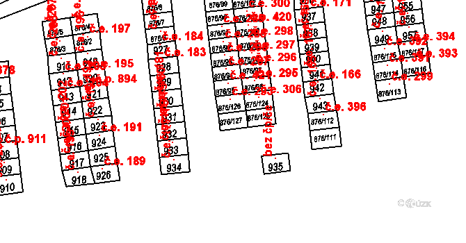 Postoloprty 294 na parcele st. 876/127 v KÚ Postoloprty, Katastrální mapa