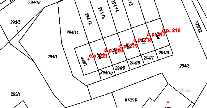 Hořepník 220 na parcele st. 394 v KÚ Hořepník, Katastrální mapa