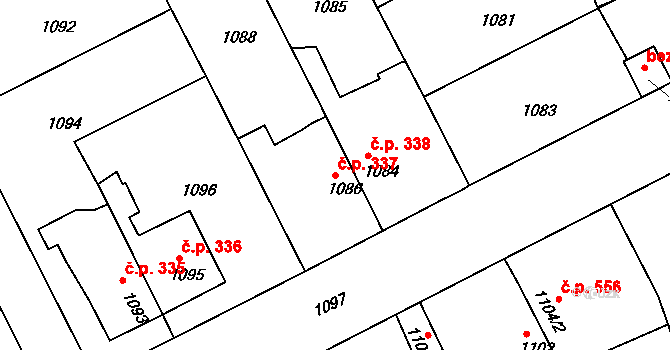 Volyně 337 na parcele st. 1086 v KÚ Volyně, Katastrální mapa