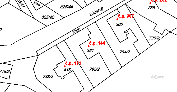 Staňkov I 144, Staňkov na parcele st. 361 v KÚ Staňkov-město, Katastrální mapa