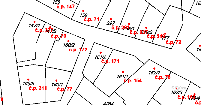 Lomnice nad Lužnicí 171 na parcele st. 161/2 v KÚ Lomnice nad Lužnicí, Katastrální mapa