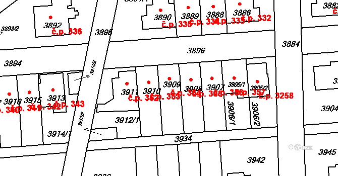 Záběhlice 354, Praha na parcele st. 3909 v KÚ Záběhlice, Katastrální mapa