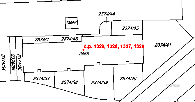 Chodov 1327, Praha na parcele st. 2459 v KÚ Chodov, Katastrální mapa