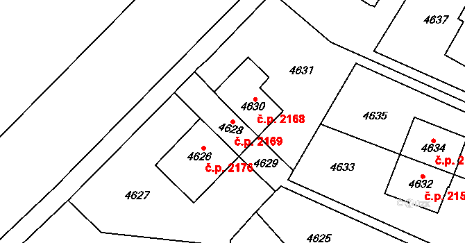 Smíchov 2169, Praha na parcele st. 4628 v KÚ Smíchov, Katastrální mapa