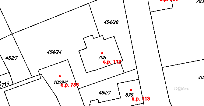 Vrchlabí 112 na parcele st. 705 v KÚ Vrchlabí, Katastrální mapa