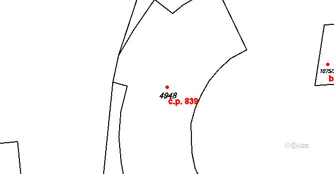 Česká Lípa 839 na parcele st. 4948 v KÚ Česká Lípa, Katastrální mapa