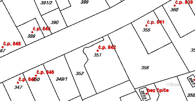 Fryštát 842, Karviná na parcele st. 351 v KÚ Karviná-město, Katastrální mapa