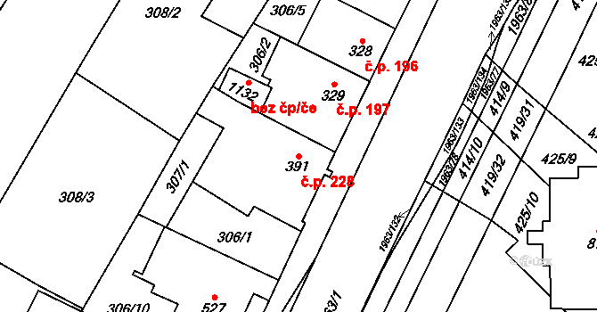 Rokytnice 228, Vsetín na parcele st. 391 v KÚ Rokytnice u Vsetína, Katastrální mapa