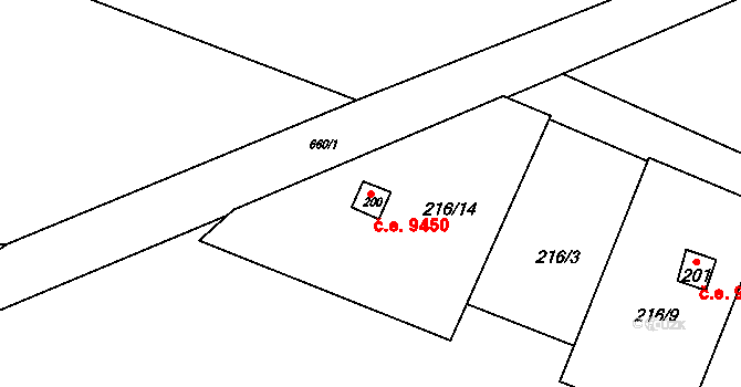 Černovír 9450, Ústí nad Orlicí na parcele st. 200 v KÚ Černovír u Ústí nad Orlicí, Katastrální mapa