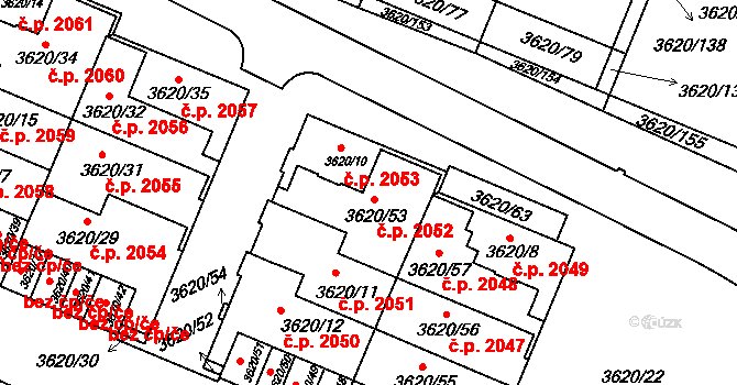 Tachov 2049 na parcele st. 3620/8 v KÚ Tachov, Katastrální mapa