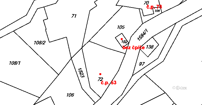 Fojtovice 53, Heřmanov na parcele st. 72 v KÚ Fojtovice u Heřmanova, Katastrální mapa