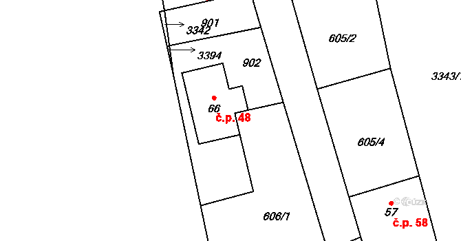 Synkov 48, Synkov-Slemeno na parcele st. 66 v KÚ Synkov, Katastrální mapa