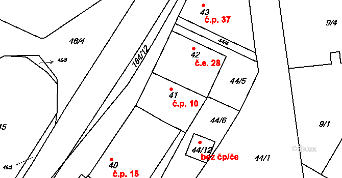 Skramníky 10, Klučov na parcele st. 41 v KÚ Skramníky, Katastrální mapa