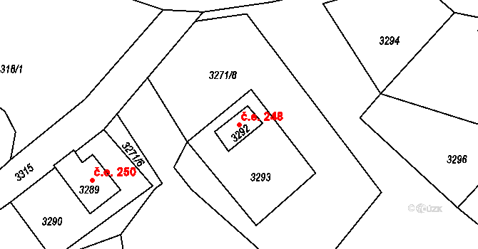 Harrachov 248, Rýmařov na parcele st. 3292 v KÚ Rýmařov, Katastrální mapa