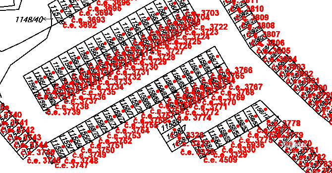 Střekov 3760, Ústí nad Labem na parcele st. 1158/67 v KÚ Střekov, Katastrální mapa