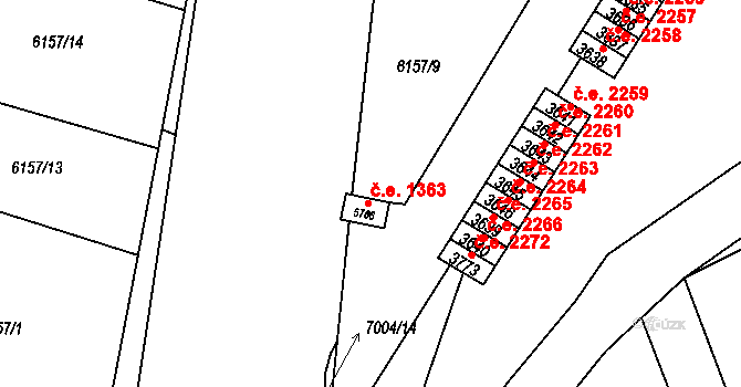 Žatec 1363 na parcele st. 5766 v KÚ Žatec, Katastrální mapa