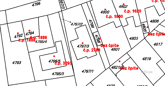 Kročehlavy 2788, Kladno na parcele st. 4797/3 v KÚ Kročehlavy, Katastrální mapa
