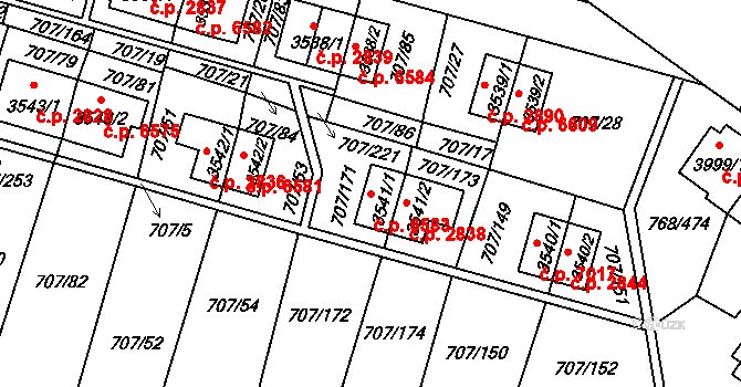 Zlín 6583 na parcele st. 3541/1 v KÚ Zlín, Katastrální mapa