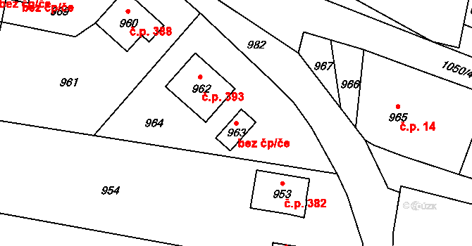 Jablůnka 39532241 na parcele st. 963 v KÚ Jablůnka, Katastrální mapa