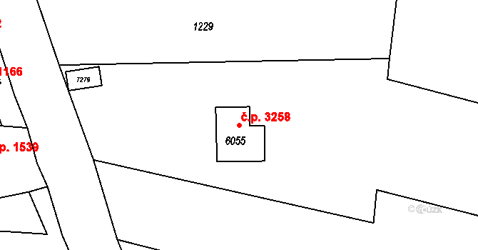 Žatec 3258 na parcele st. 6055 v KÚ Žatec, Katastrální mapa