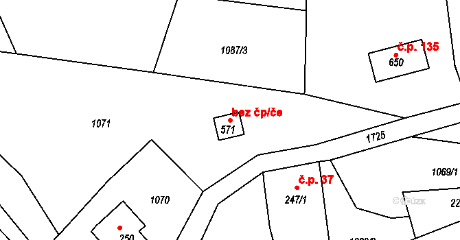 Lučany nad Nisou 42635241 na parcele st. 571 v KÚ Jindřichov nad Nisou, Katastrální mapa