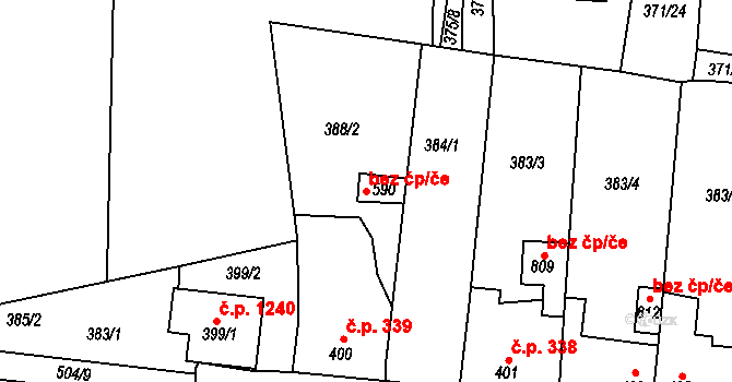 Rudná 43072241 na parcele st. 590 v KÚ Dušníky u Rudné, Katastrální mapa
