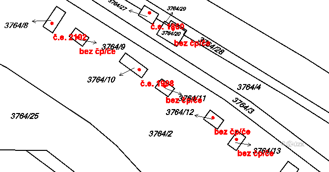 Jirkov 43121241 na parcele st. 3764/11 v KÚ Jirkov, Katastrální mapa