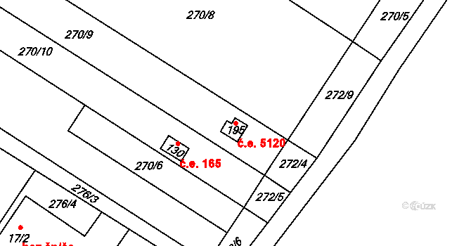 Žirecká Podstráň 5120, Dvůr Králové nad Labem na parcele st. 195 v KÚ Žirecká Podstráň, Katastrální mapa