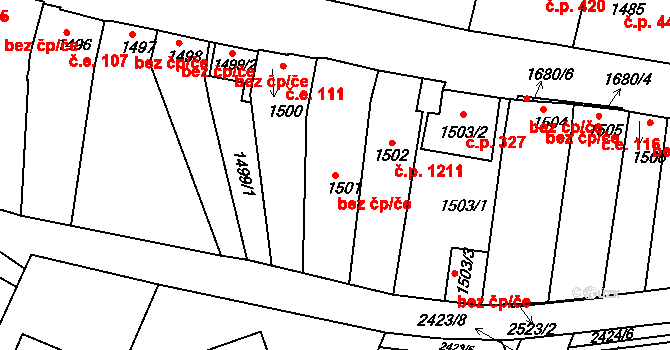 Valtice 43674241 na parcele st. 1501 v KÚ Valtice, Katastrální mapa
