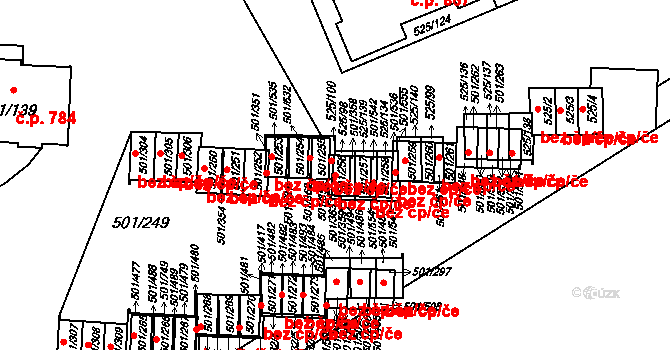 Ráj 591, Karviná na parcele st. 501/256 v KÚ Ráj, Katastrální mapa