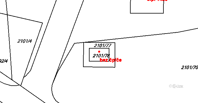 Teplice 45117241 na parcele st. 2101/78 v KÚ Teplice-Trnovany, Katastrální mapa
