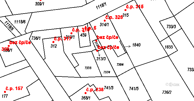Staňkov 45236241 na parcele st. 313/3 v KÚ Staňkov-ves, Katastrální mapa