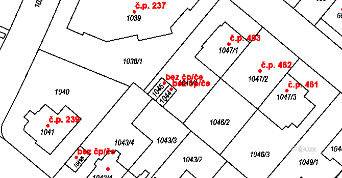 Brno 45534241 na parcele st. 1044 v KÚ Stránice, Katastrální mapa