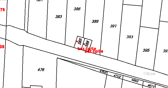 Moutnice 46072241 na parcele st. 388 v KÚ Moutnice, Katastrální mapa