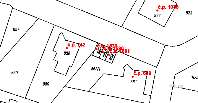 Děčín 47244241 na parcele st. 862 v KÚ Děčín, Katastrální mapa