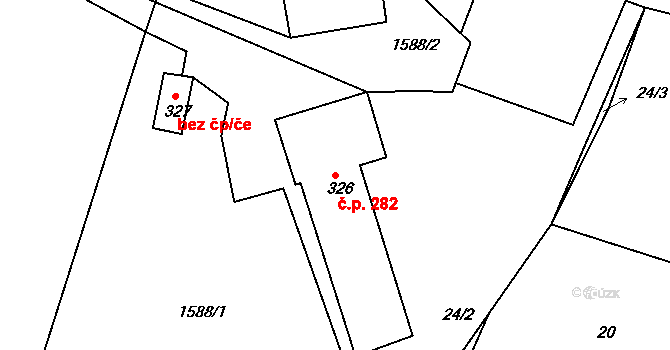 Jiřetín pod Jedlovou 282 na parcele st. 326 v KÚ Jiřetín pod Jedlovou, Katastrální mapa