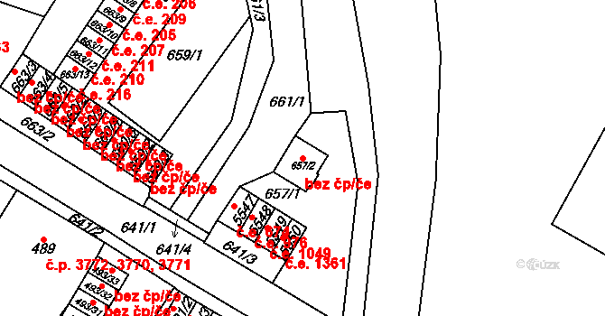 Chomutov 48711241 na parcele st. 657/2 v KÚ Chomutov I, Katastrální mapa