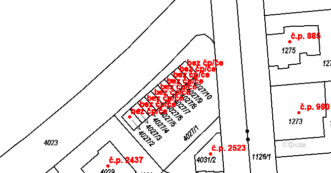 Praha 50026241 na parcele st. 4027/7 v KÚ Vinohrady, Katastrální mapa