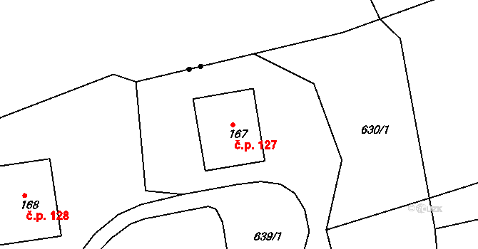 Loučná 127, Lom na parcele st. 167 v KÚ Loučná u Lomu, Katastrální mapa