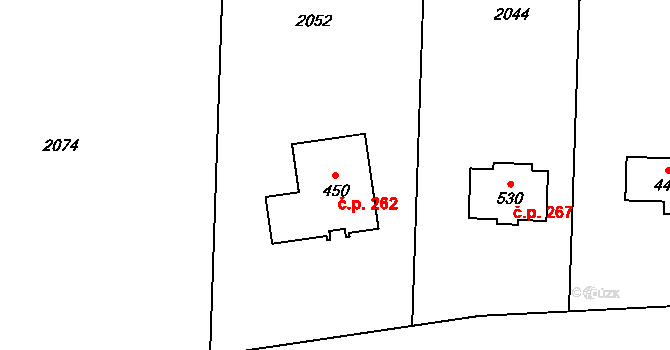 Smilovice 262 na parcele st. 450 v KÚ Smilovice u Třince, Katastrální mapa
