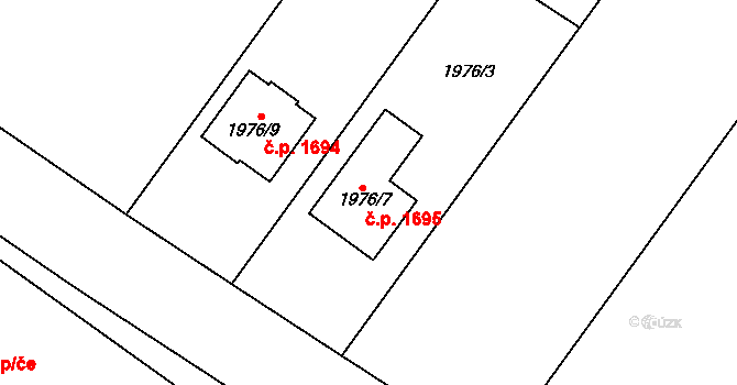 Holešov 1695 na parcele st. 1976/7 v KÚ Holešov, Katastrální mapa