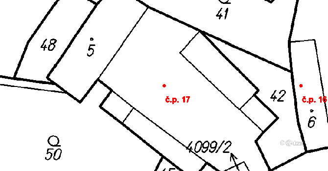 Velké Nepodřice 17, Dobev na parcele st. 5 v KÚ Nepodřice, Katastrální mapa
